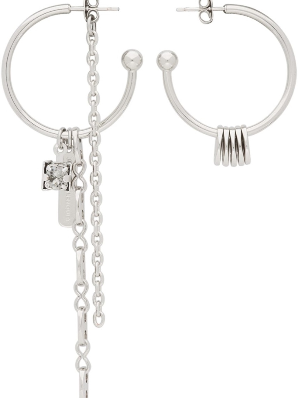 Justine Clenquet Blue Sam Earrings Exclusive Swarovski Crystal Mismatched Unisex